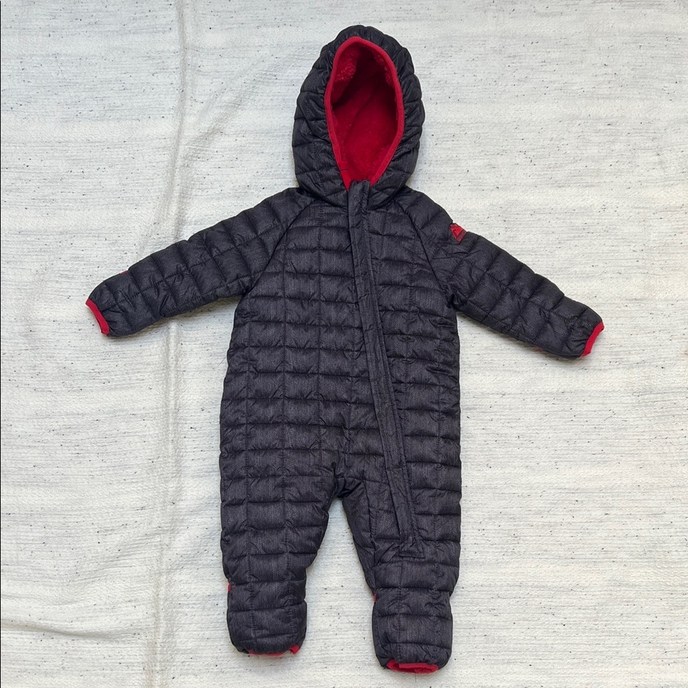 SNOZU baby snowsuit grey and red